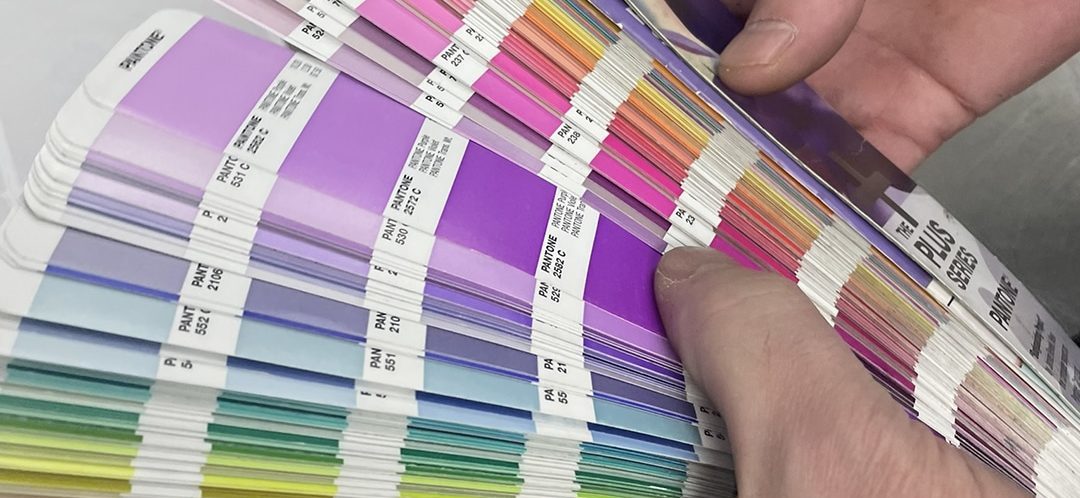 Fanned Pantone swatch book