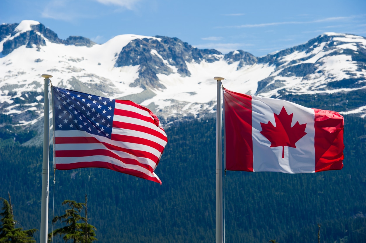 Canadian and American flags side by side, reflecting the spirit of Hemlock's tariff response